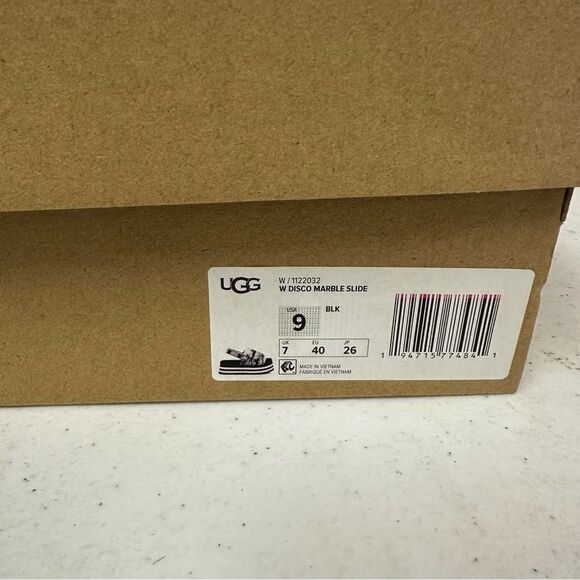 New Ugg Disco Marble Slide Platform Sandal Slippers Black White - Picture 6 of 6